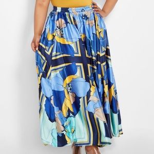 Floral Satin Maxi Skirt